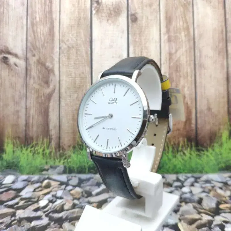 Q&Q Japan Quartz White Dial Leather Strap Men's Watch- Q974J301Y